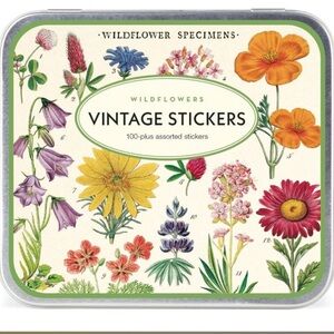 New Cavallini & Co. Wildflower Vintage Stickers Tin